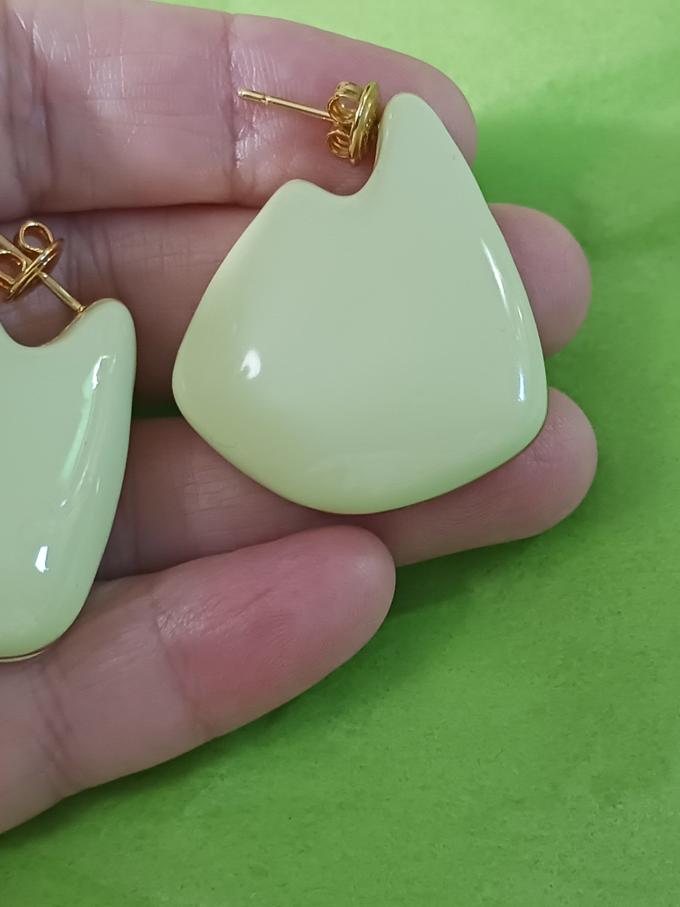 Creamy Pale Green Sculpted Drop Bottega Veneta Earrings Made In Italy Large